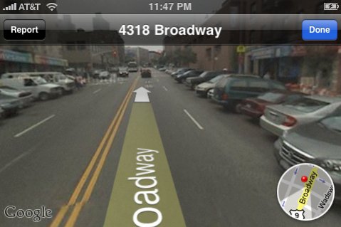 Google Street View in Maps on iPhone