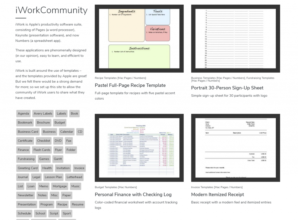 Apple Numbers Templates Pages Keynote iWorkCommunity