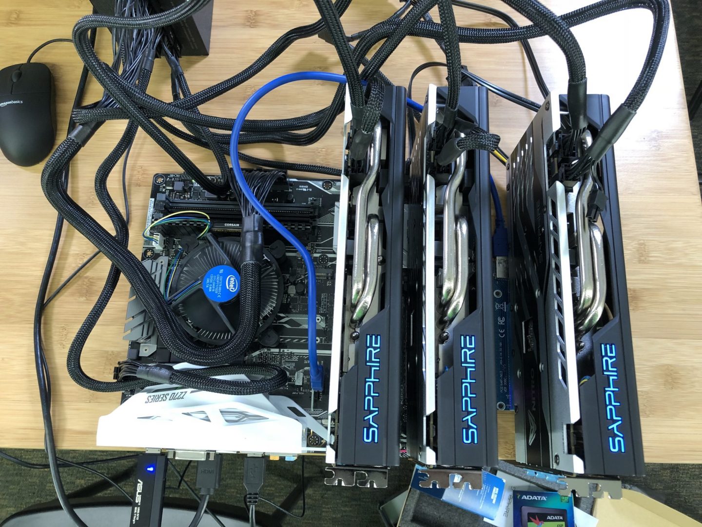 3 CARD SAPPHIRE NITRO+ RX 580 BUILD IS LIVE & MINING ETHEREUM